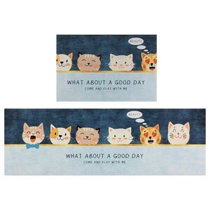 Set of 2  Cushioned Non Slip Waterproof Mats 16" x 24" + 16" x 47" Cat